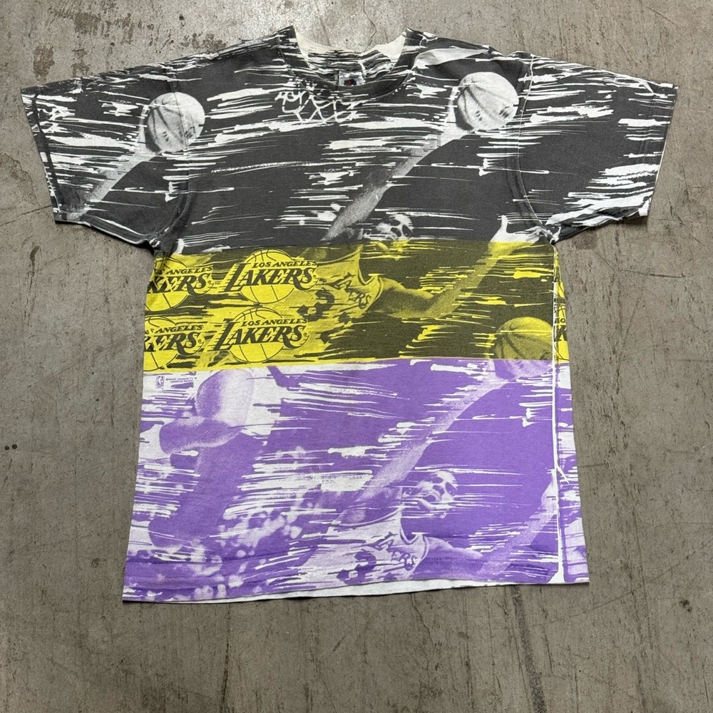 Vintage Lakers Magic Johnson All Over Print NBA Single Stitch Tee Size Large